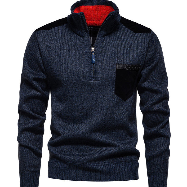 Herren Pullover mit halbhohem Kragen und modischen Akzenten R&B
