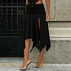 Damen asymmetrischer Wickelrock mit Raffung R&B