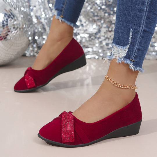 Damen modische und komfortable Ballerinas mit Glitzerelementen R&B