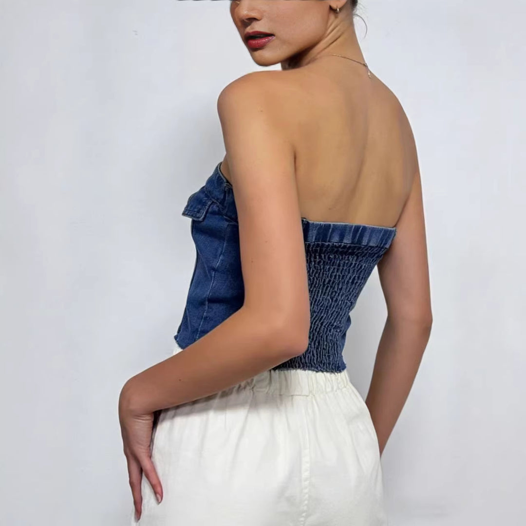 Damen Jeans Bustier Top R&B