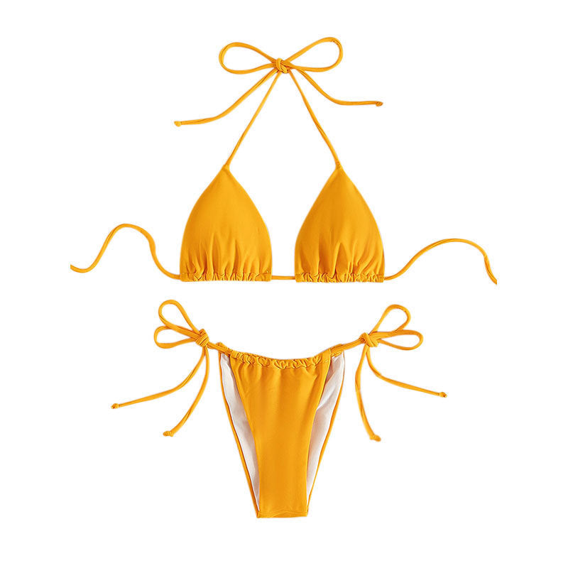 Damen Triangel-Bikini mit verstellbaren Trägern und Raffungen R&B