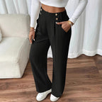 Damen Weitgeschnittene Palazzo-Hose mit elegantem Knopfdetail R&B