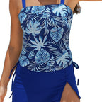 Damen tankini mit floralem Oberteil und seitlichem Schnürdesign R&B