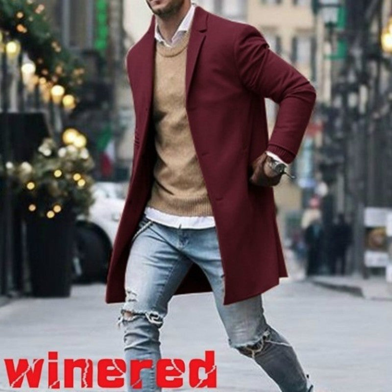 Herren eleganter und lässiger Langmantel aus hochwertigem Material R&B