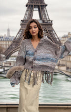 Damen Kurzer Strickjacke mit auffälligem Fransen-Design R&B