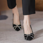 Damen elegante Stiletto-Pumps mit funkelnder Schleifenverzierung R&B