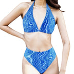 Damen Triangel-Bikini mit elegantem Wickeldetail und modischem Wellenmuster R&B