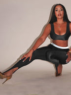 Damen Leggings mit stilvollen Cut-Outs und elastischem Komfortbund