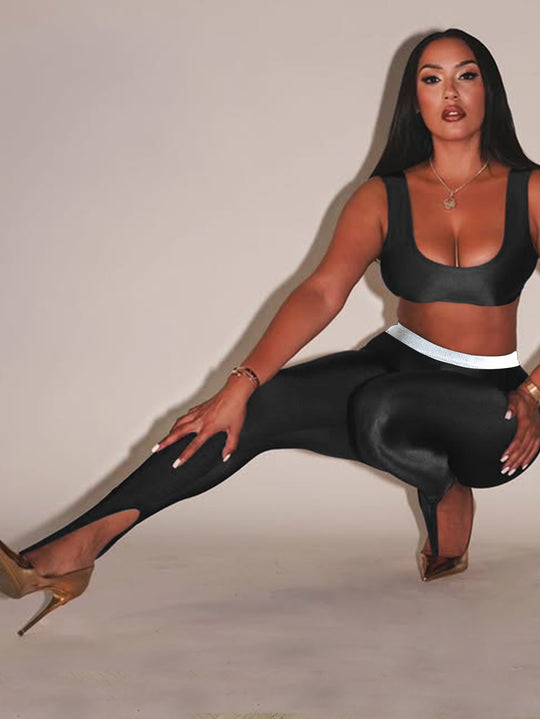 Damen Leggings mit stilvollen Cut-Outs und elastischem Komfortbund R&B