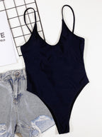Damen Hochgeschnittener Cut-Out Badeanzug mit Bindändern