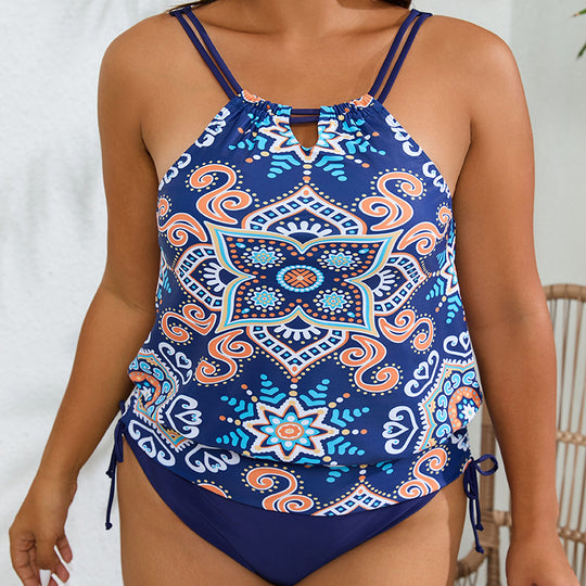 Damen Tankini mit verspielt floralem Design und verstellbaren Trägern R&B