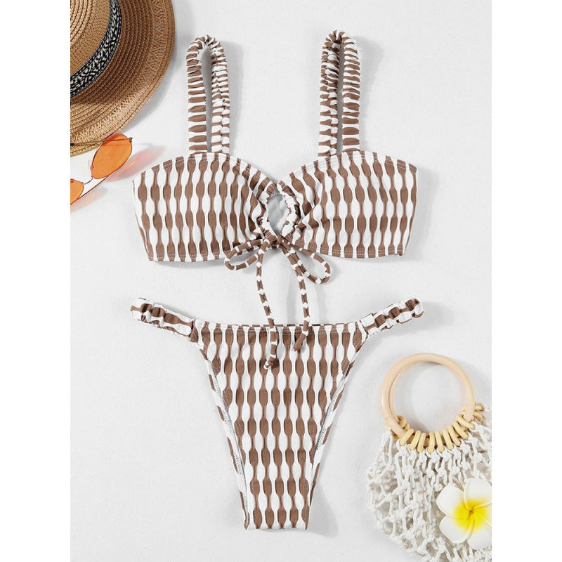 Damen Triangel-Bikini mit modischem Wickel-Design und verstellbaren Trägern R&B