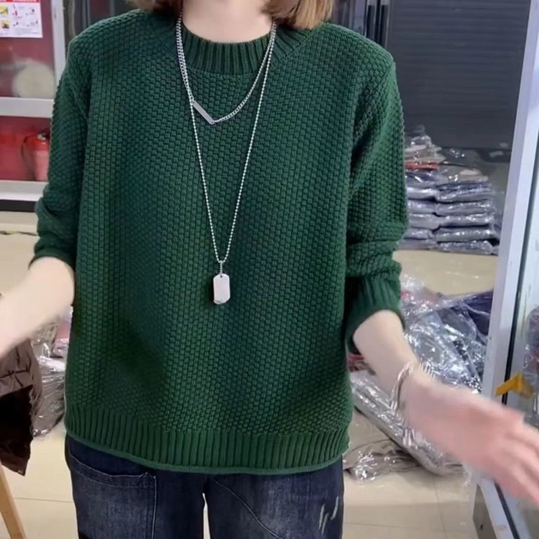 Damen lässiger Strickpullover mit strukturierter Oberfläche und weitem Schnitt R&B