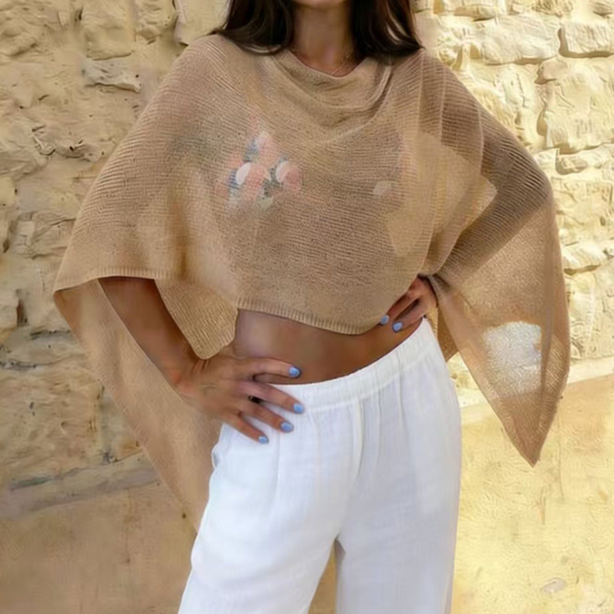 Damen transparenter Strandüberwurf mit asymmetrischem Schnitt und elegantem Design R&B