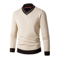 Herren eleganter V-Ausschnitt Pullover mit modischem Kragen R&B