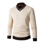 Herren eleganter V-Ausschnitt Pullover mit modischem Kragen R&B