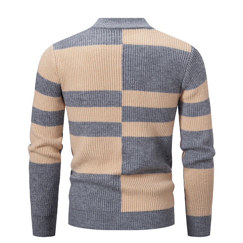 Herren moderner Rollkragenpullover mit strukturiertem Rippdesign