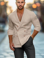 Herren eleganter Leinenblazer mit modernem Schnitt und doppelter Knopfleiste