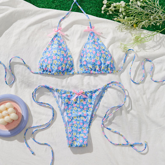 Damen Triangel-Bikini mit verspielten Bindebändern R&B