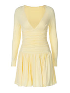 Damen Verspieltes Wickelkleid mit elegantem V-Ausschnitt und Rüschendetails R&B