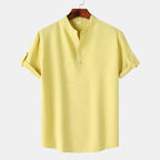 Herren Kurzarm-Hemd im lässigen Henley-Stil mit praktischen Knopfdetails
