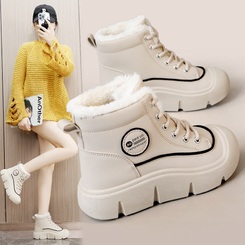 Damen warme High-Top Sneakers mit dämpfender Sohle und kuscheligem Innenfutter R&B
