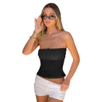 Damen luftiges Bandeau-Oberteil mit Rüschen R&B
