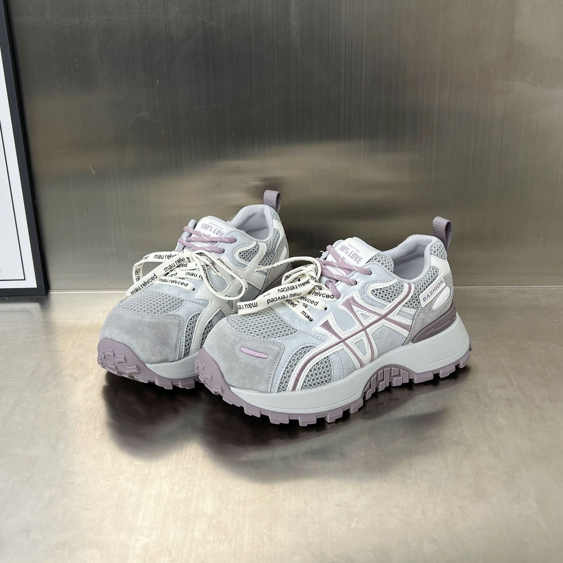 Damen Sportliche Chunky Sneakers mit atmungsaktiver Mesh-Oberfläche und rutschfester Sohle R&B