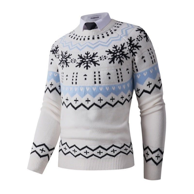 Herren modischer Strickpullover mit kreativem Schneemuster R&B