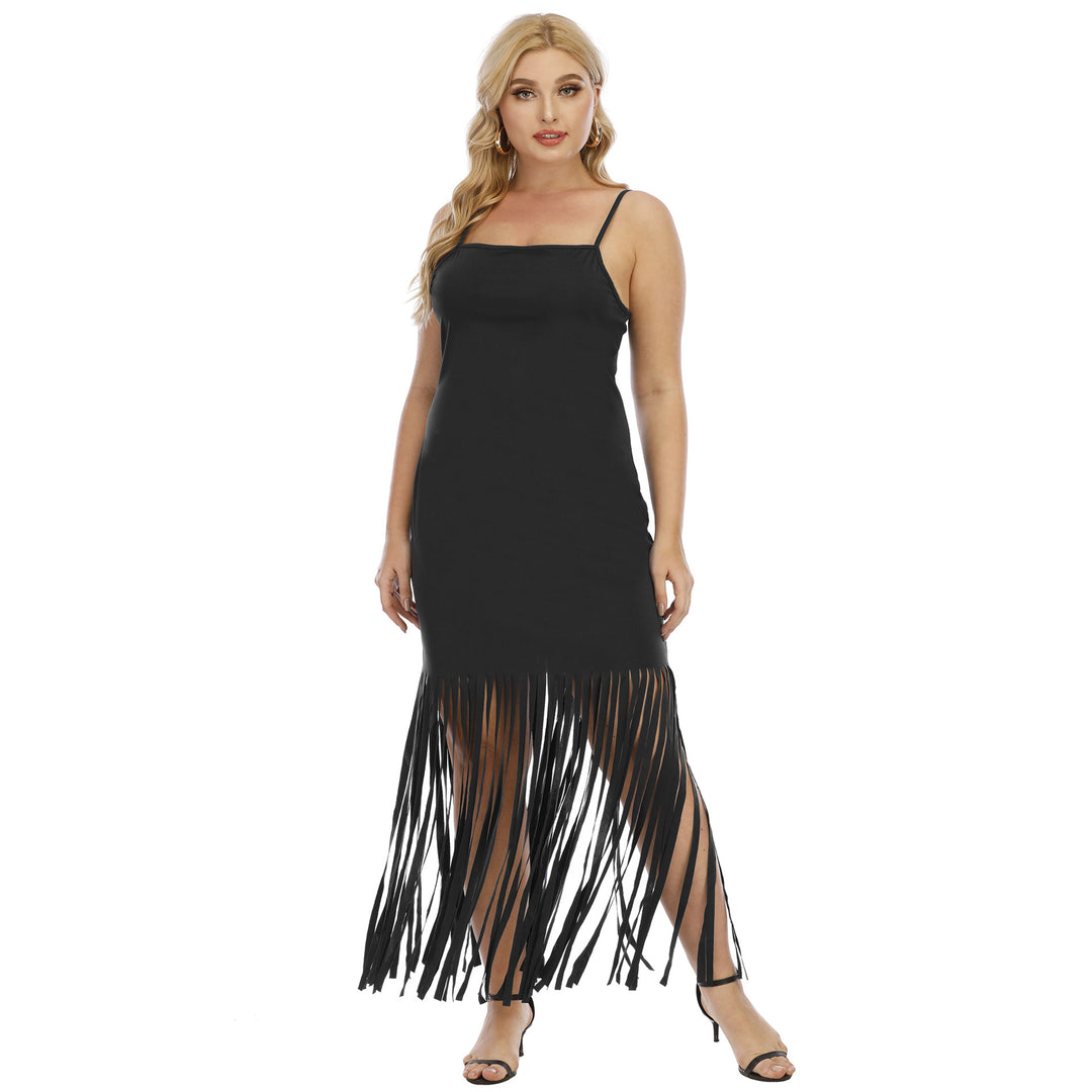 Damen Maxikleid mit fransigem Design R&B