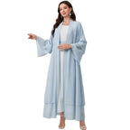 Damen Elegante lange Kimono-Jacke aus fließendem Stoff mit weitem Schnitt R&B