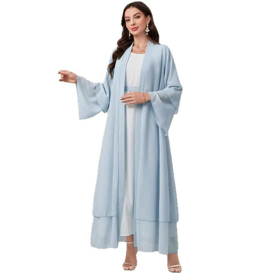 Damen Elegante lange Kimono-Jacke aus fließendem Stoff mit weitem Schnitt R&B