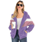 Damen Fleecejacke mit kontrastierenden Streifen und Kapuze