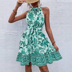 Damen Sommerliches Kragenkleid mit floralem Design und Bindegürtel R&B