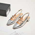 Damen Slingback-Pumps mit modischen Schnallen und elegantem Blockabsatz