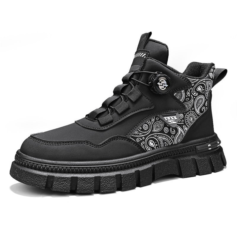 Damen Hochwertige High-Top Sneakers mit Paisleymuster und praktischen Schnellschnürsystem R&B