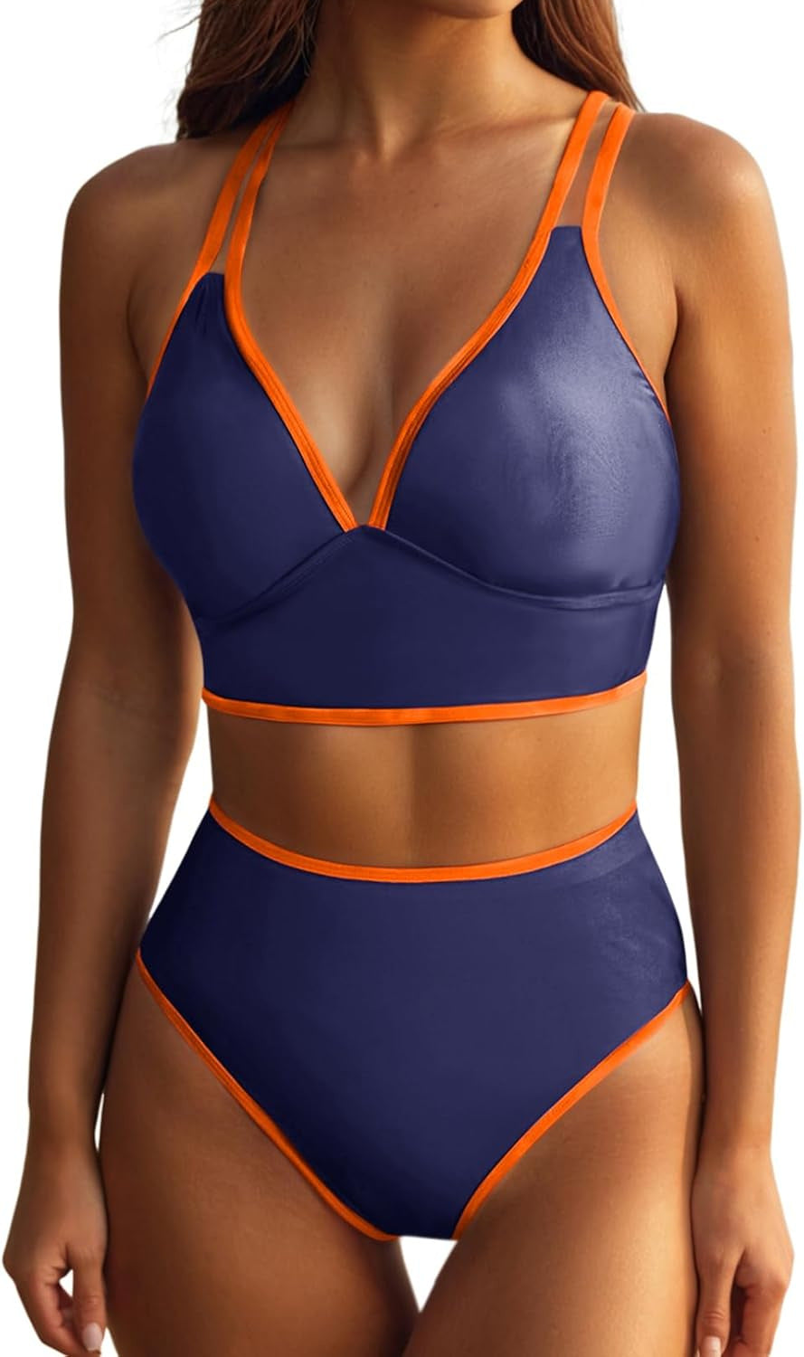 Damen Bikini-Set mit elegantem Hochgeschnittenen Höschen und verstellbaren Trägern R&B