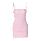 Damen Mini-Kleid mit Raffung und trägerlosen Design R&B