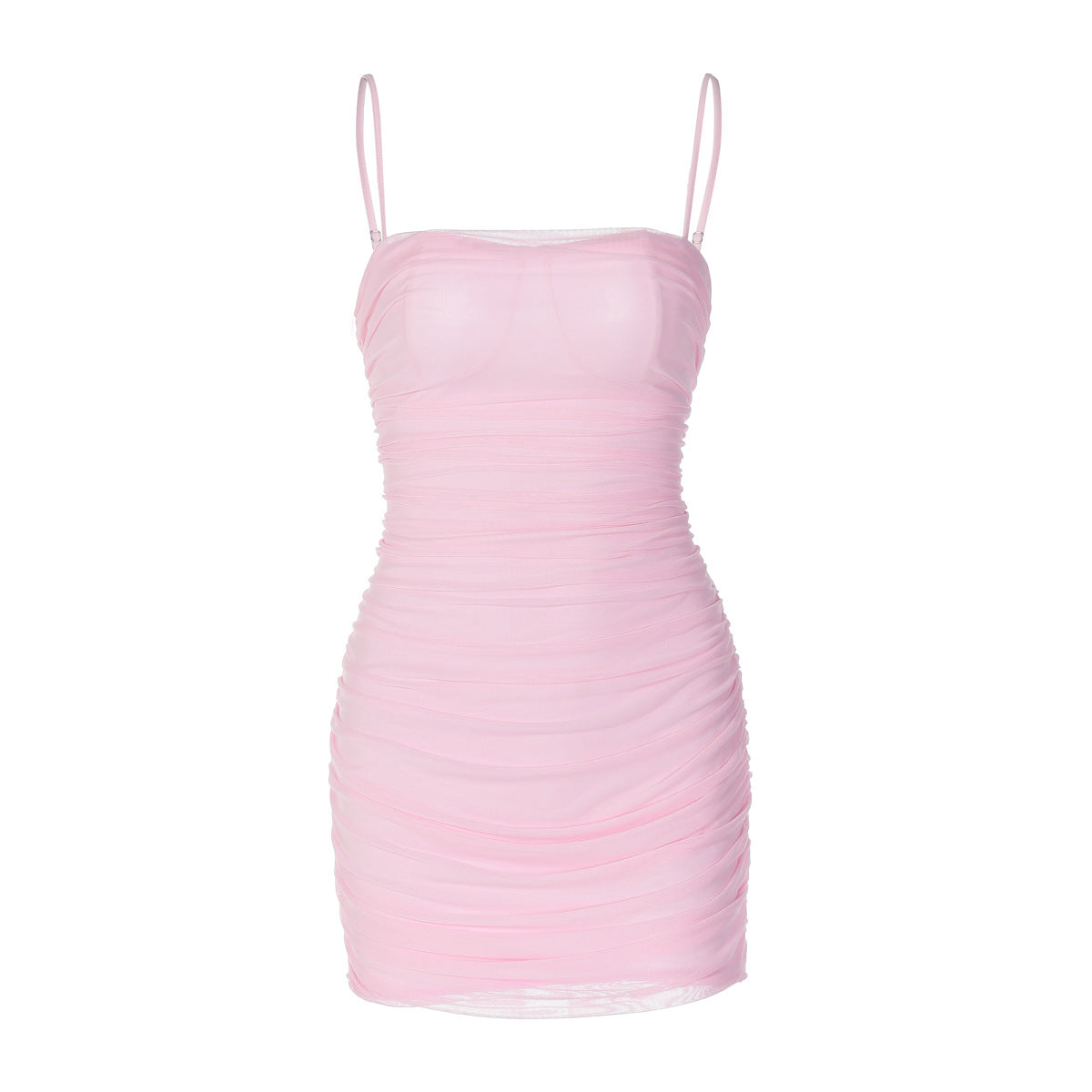 Damen Mini-Kleid mit Raffung und trägerlosen Design R&B