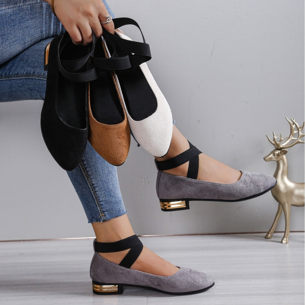 Damen Elegante Ballerinas mit elastischem Riemchen R&B