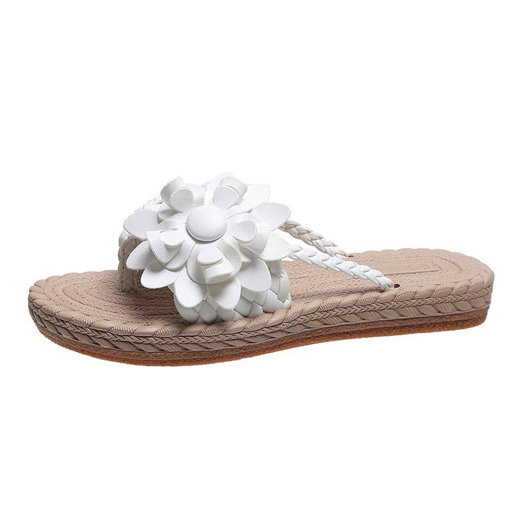 Damen Blumenschmuck Zehentrenner-Sandaletten mit rutschfester Sohle und geflochtenem Design R&B