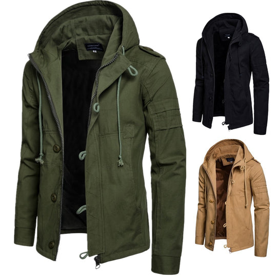 Herren funktionale Outdoor-Jacke mit hohem Kragen und praktischen Taschen R&B