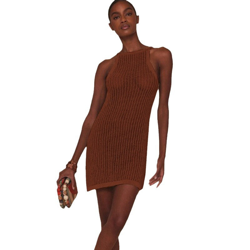 Damen lässiges Häkelkleid im minimalistischen Stil R&B