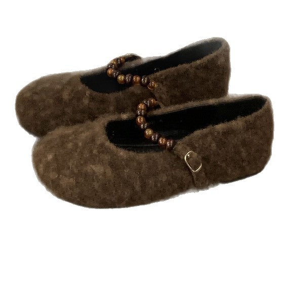 Damen Filz-Ballerinas mit modischer Riemchen-Applikation R&B