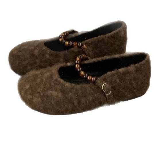 Damen Filz-Ballerinas mit modischer Riemchen-Applikation R&B