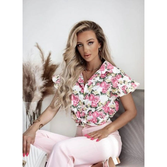 Damen Blusenshirt mit floralem Muster und Rüschendetails R&B