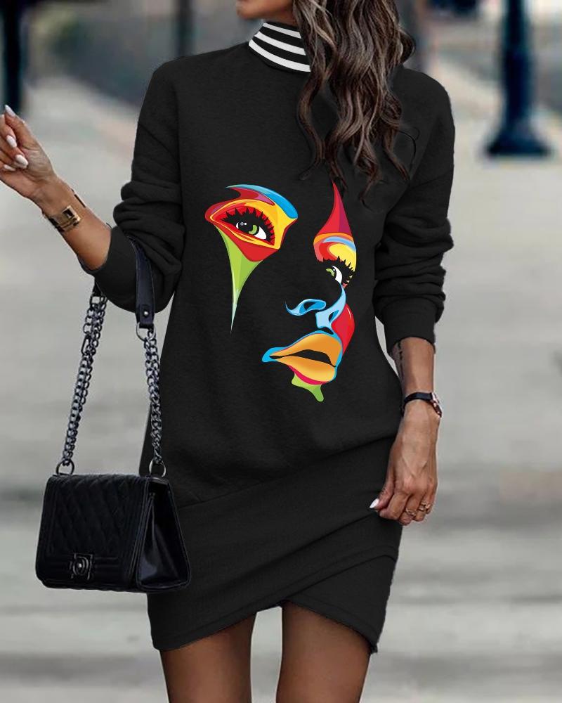 Damen Sweatshirtkleid mit grafischem Totenkopf-Design und Blumen R&B