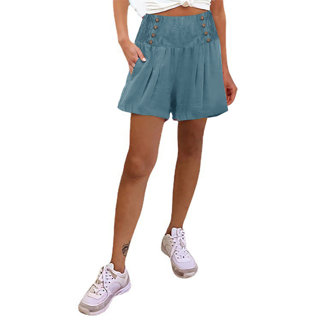 Damen elegante Shorts mit hohem Bund und Knopfdetail R&B