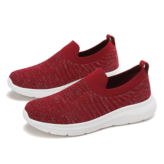 Damen nan atmungsaktiver Strick-Slipper mit viskoelastischer Innensohle und flexibler Gummilaufsohle R&B