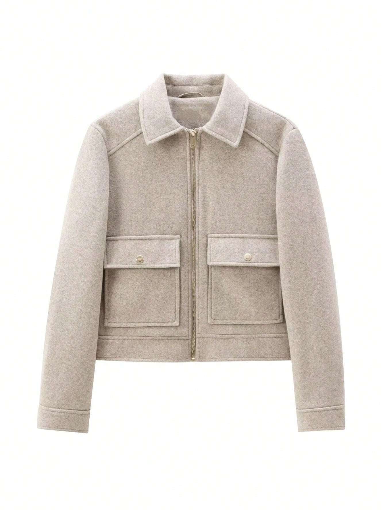 Damen modische kurz geschnittene Jacke mit praktischen Pattentaschen R&B